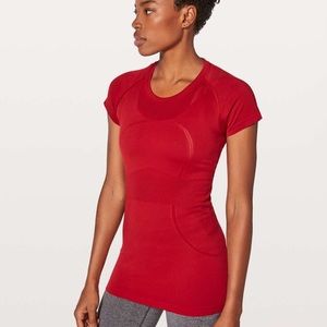 ISO SWIFTLY TECH SHORT SLEEVE LULU SHIRT DARK RED
